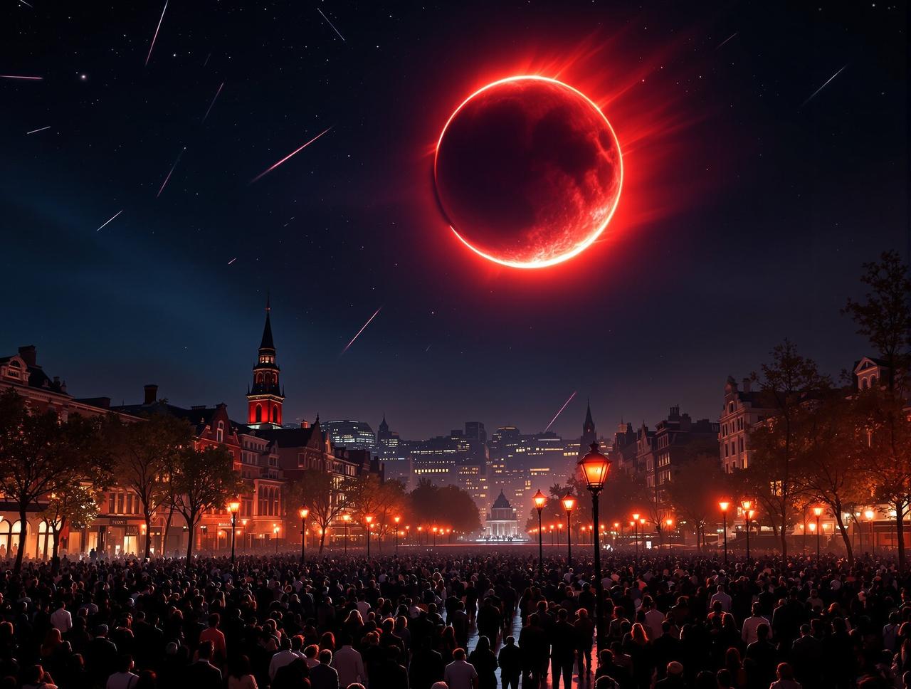 5一爆料 - 某城市出现罕见天文现象，万人聚集广场仰望星空场面震撼